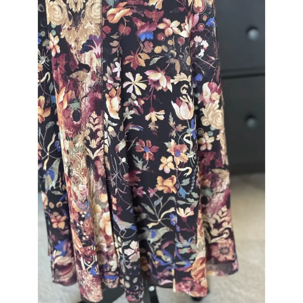 Fuzzi Italy Mesh Asymmetrical Skirt Floral Baroque Art To Wear Whimsigoth Y2K M